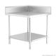 Commercial 600x600 Stainless Steel Table Food Grade Work Splashback Corner Bench 0600-6-WCB HY