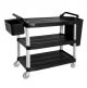 Medium Utility Trolley 3 Shelf Kitchen/Restaurant/Catering With 2 Bins Black