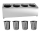 Stainless Steel Cutlery Utensil Silverware Basket Holder W/ 4 Holes & Inserts