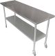 762X1219mm Stainless Steel 430 Portable Square Work Corner Bench Table W/ Wheels