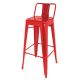 Bolero (Pack of 4) Steel Bistro High Stools with Back Rests Red DL872
