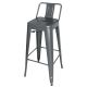 Bolero (Pack of 4) Steel Bistro High Stools with Back Rests Gun Metal Grey DM935