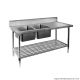 DSB6-1500L/A Double Left Sink Bench With Pot Undershelf