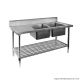 DSB6-1500R/A Double Right Sink Bench With Pot Undershelf