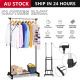 Stainless Steel Portable Adjustable Single Pole Clothes Rack Hanger Wheels