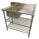1000 X 600mm Commercial Single Bowl Left Kitchen Sink S/Steel 2Xundershelves