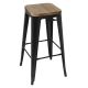 Bolero (Pack of 4) Black Steel Bistro High Stools with Wooden Seatpad GM640
