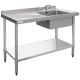 Vogue Single Bowl Sink L/H Drainer - 1200mm 90mm Drain HC902