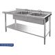 Vogue Double Bowl Sink L/H Drainer - 1800mm 90mm Drain HC908