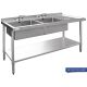 Vogue Double Bowl Sink R/H Drainer - 1800mm x 700mm 90mm Drain HC919