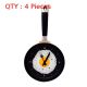 4X Brand New Hanging Decorative Creative Design Fried Egg Pan Wall Clock Yellow