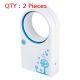 2X New Portable Mini Handled Desktop Bladeless Fan Cooler W/ Blue Print Design