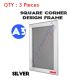 3 Brand New A3 Silver Square Corner Snap Frame/ Poster Frame/ Picture Frame 25mm