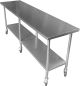2134 X 610mm New Stainless Steel Portable Work Bench Table W/ Wheels Castors