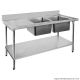 Fed Economic 304 Grade Stainless Steel Double Sink Benches 600mm Deep 1800-6-DSBR