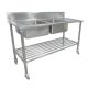1700 X 600mm Portable Commercial Double Bowl Kitchen Sink S/Steel Wheels Castors