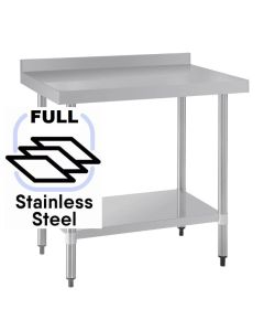 1000x700 Commercial FULL Stainless Steel Table Food Grade Work Splashback Bench 1000-7-WBBS HY