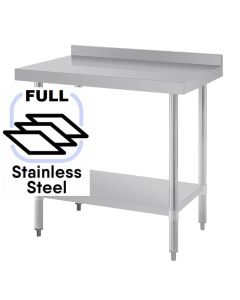 Commercial 900x800 FULL Stainless Steel Table Food Grade Work Splashback Bench 0900-8-WBBS HY