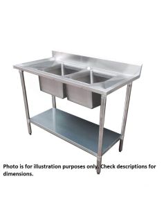 Economic 304 Grade Stainless Steel Double Sink Benches 600mm Deep 1000-6-DSBC HY