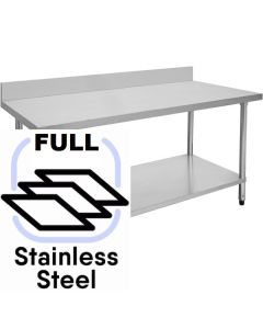 Commercial 1800x800 FULL Stainless Steel Table Food Grade Work Splashback Bench 1800-8-WBBS HY