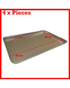 New 4 Pcs Aluminium Oven Baking Pan Tray Bakers For Gastronorm Trolley 66X46X3cm
