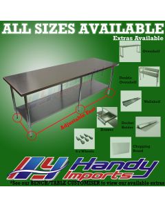 2438 X 610mm Stainless Steel #430 Bench