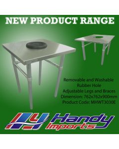 762X762mm 430 Stainless Steel Table With Hole Bench