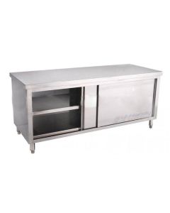 900 X 700mm Commercial Stainless Steel Work Prep Table With Sliding Door Cabinet