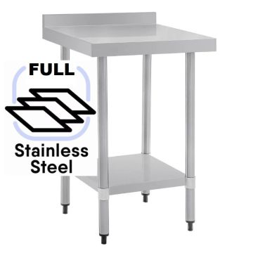 600x800 Commercial FULL Stainless Steel Table Food Grade Work Splashback Bench 0600-8-WBBS HY