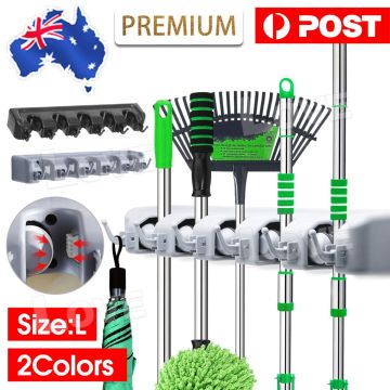 Wall Mounted 5 Hook Mop Brush Broom Magic Holder Hanger Storage Organiser