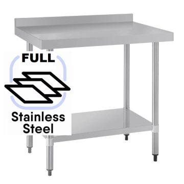 1000x600 Commercial FULL Stainless Steel Table Food Grade Work Splashback Bench 1000-6-WBBS HY