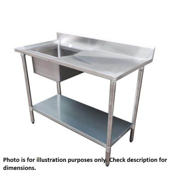 Economic 304 Grade Stainless Steel Single Sink Benches 600 Deep 1500-6-SSBL HY