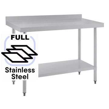 1200x700 Commercial FULL Stainless Steel Table Food Grade Work Splashback Bench 1200-7-WBBS HY