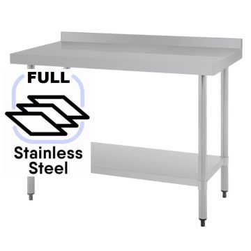 1200x800 Commercial FULL Stainless Steel Table Food Grade Work Splashback Bench 1200-8-WBBS HY