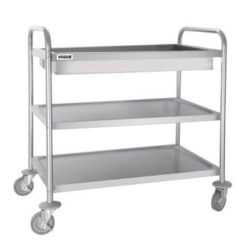 Vogue Stainless Steel 3 Tier Deep Tray Clearing Trolley CC365
