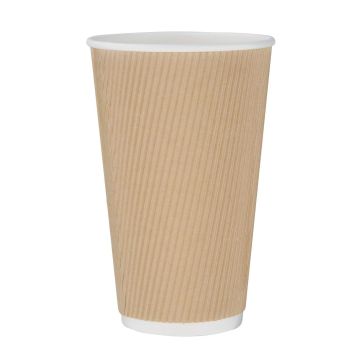 Fiesta Takeaway Coffee Cups Ripple Wall Kraft 450ml (Pack of 500) GF024
