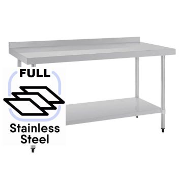 1500x400 Narrow FULL Stainless Steel Food Grade Work Bench Splashback 1500-4-WBBS HY