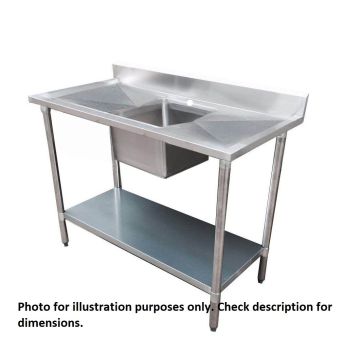 Economic 304 Grade Stainless Steel Single Sink Benches 700 Deep 1500-7-SSBC HY