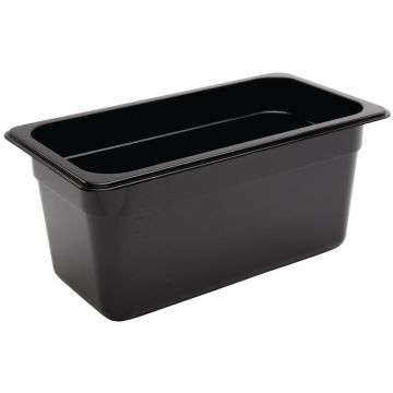 Vogue Black Polycarbonate 1/3 Gastronorm Container 150mm U464