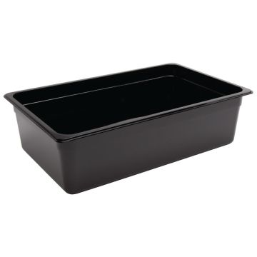 Vogue Black Polycarbonate 1/1 Gastronorm Container 200mm U457