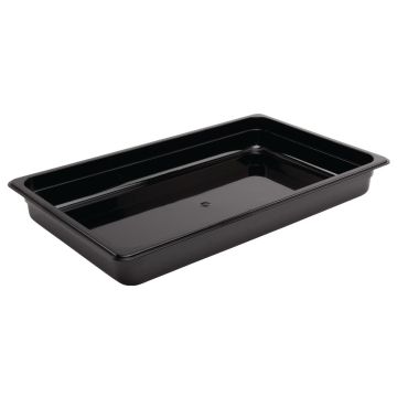 Vogue Black Polycarbonate 1/1 Gastronorm Container 100mm U455