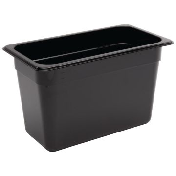 Vogue Black Polycarbonate 1/3 Gastronorm Container 200mm U465
