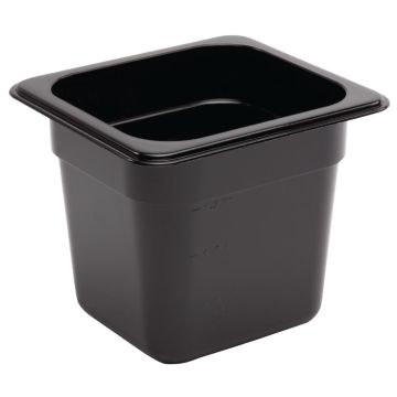 Vogue Black Polycarbonate 1/6 Gastronorm Container 150mm U471