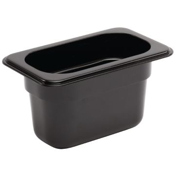 Vogue Black Polycarbonate 1/9 Gastronorm Container 100mm U473