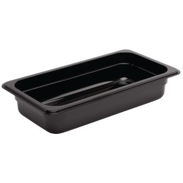 Vogue Black Polycarbonate 1/3 Gastronorm Container 100mm U463