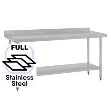 1800x700 Commercial FULL Stainless Steel Table Food Grade Work Splashback Bench 1800-7-WBBS HY