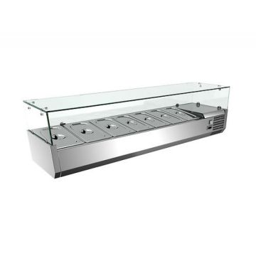 1.6M PIZZA PREPARATION FRIDGE SALAD BAR SALADETTE BAIN MARIE PREP BENCH W/ GLASS