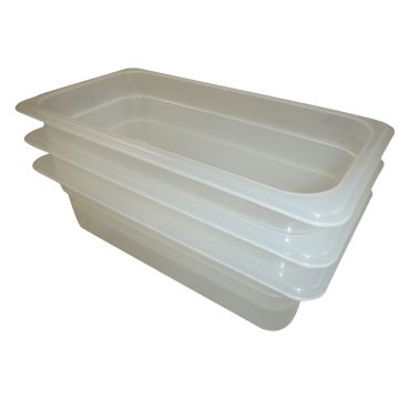 3 Pcs Clear Plastic Container Gn 1/3 Gastronorm Tray Food Grade 100mm Deep