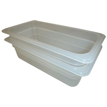 2 Pcs Clear Plastic Container Gn 1/3 Gastronorm Tray Food Grade 100mm Deep