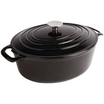 Vogue Black Oval Casserole Dish 5Ltr GH306